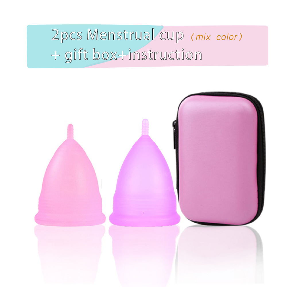Menstrual Cup Silicone - Copo menstrual feminino, 2 peças, copos