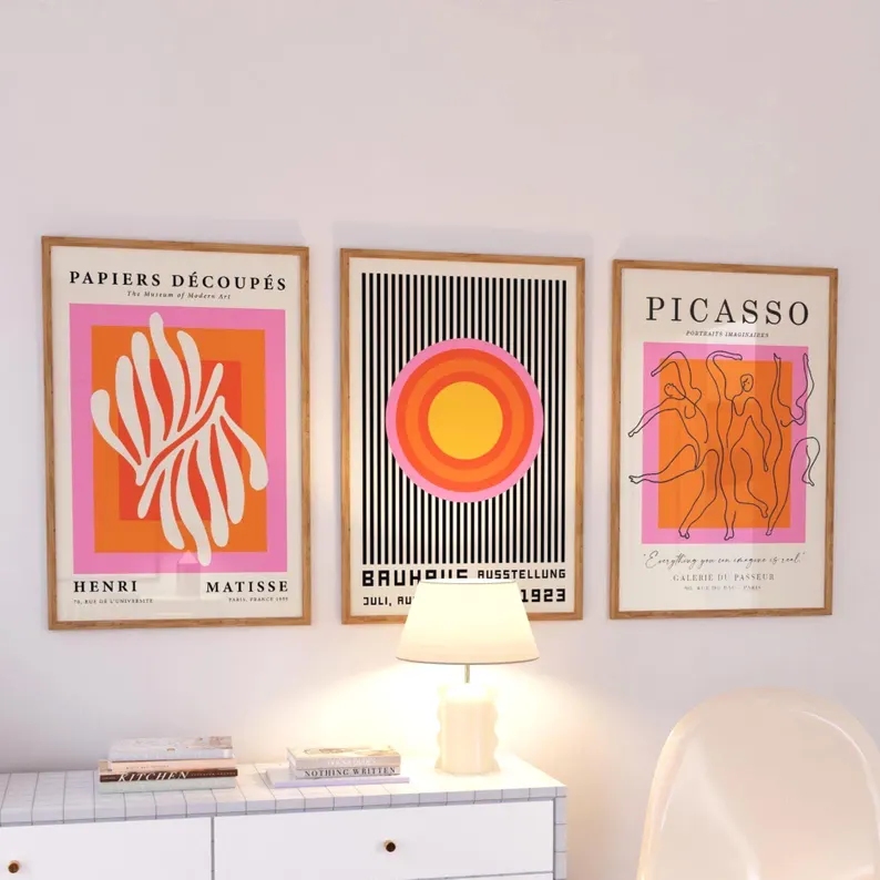 Sustainable Living Products - 3 peças de arte moderna laranja
