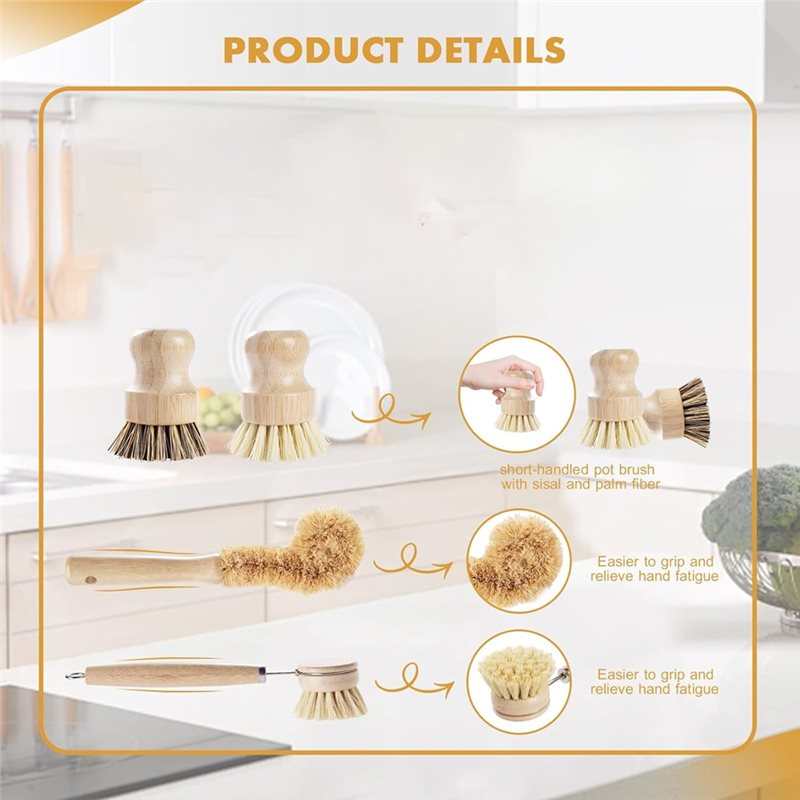 Conjunto de Escovas de Louça E - Dish Brush Bamboo avaliação e preço
