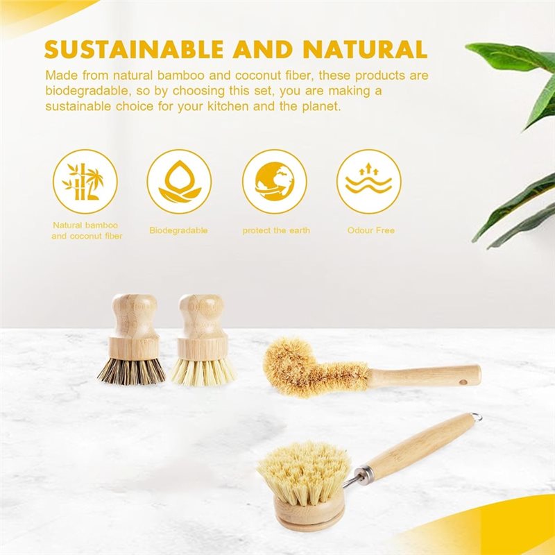Conjunto de Escovas de Louça E - Dish Brush Bamboo avaliação e preço