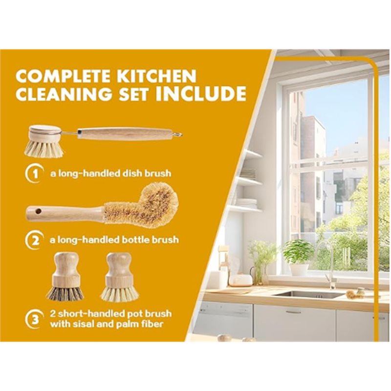 Conjunto de Escovas de Louça E - Dish Brush Bamboo avaliação e preço